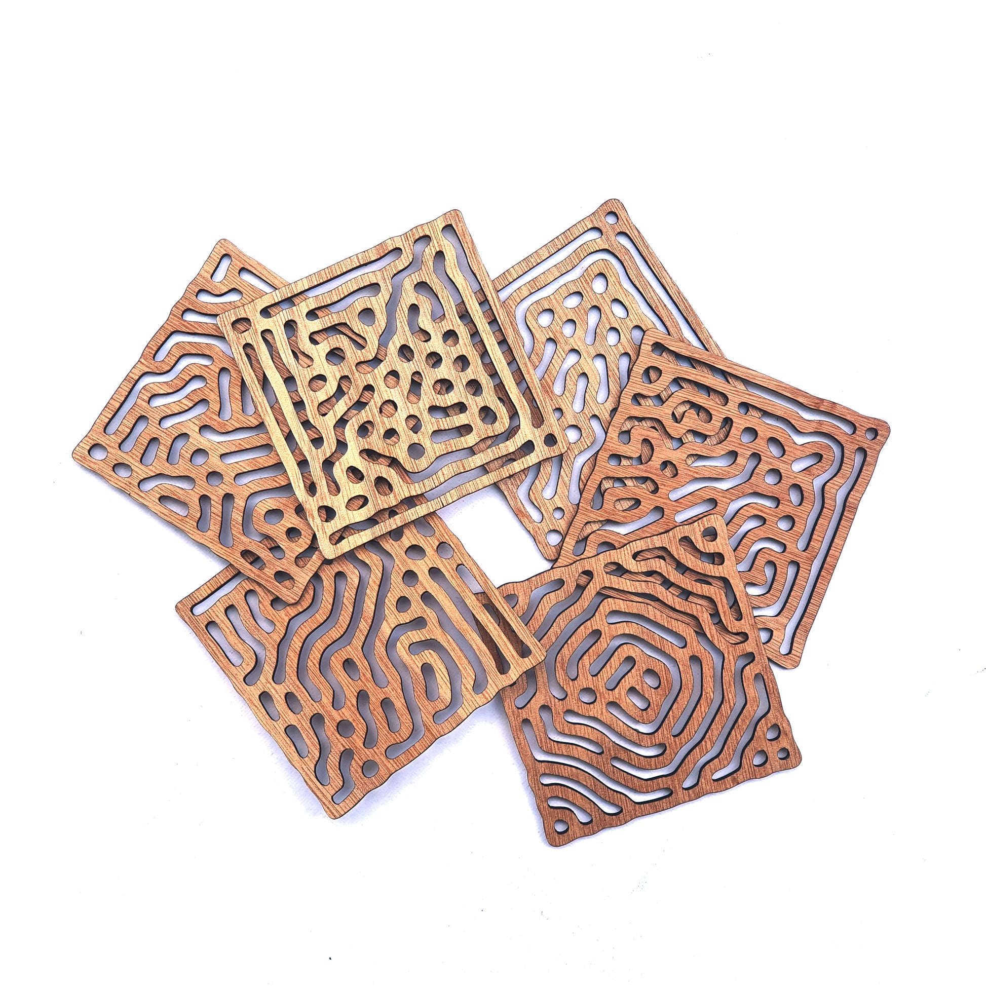 Vierkante Entropy glasonderzetters - 6 stuks - kaboomlaser